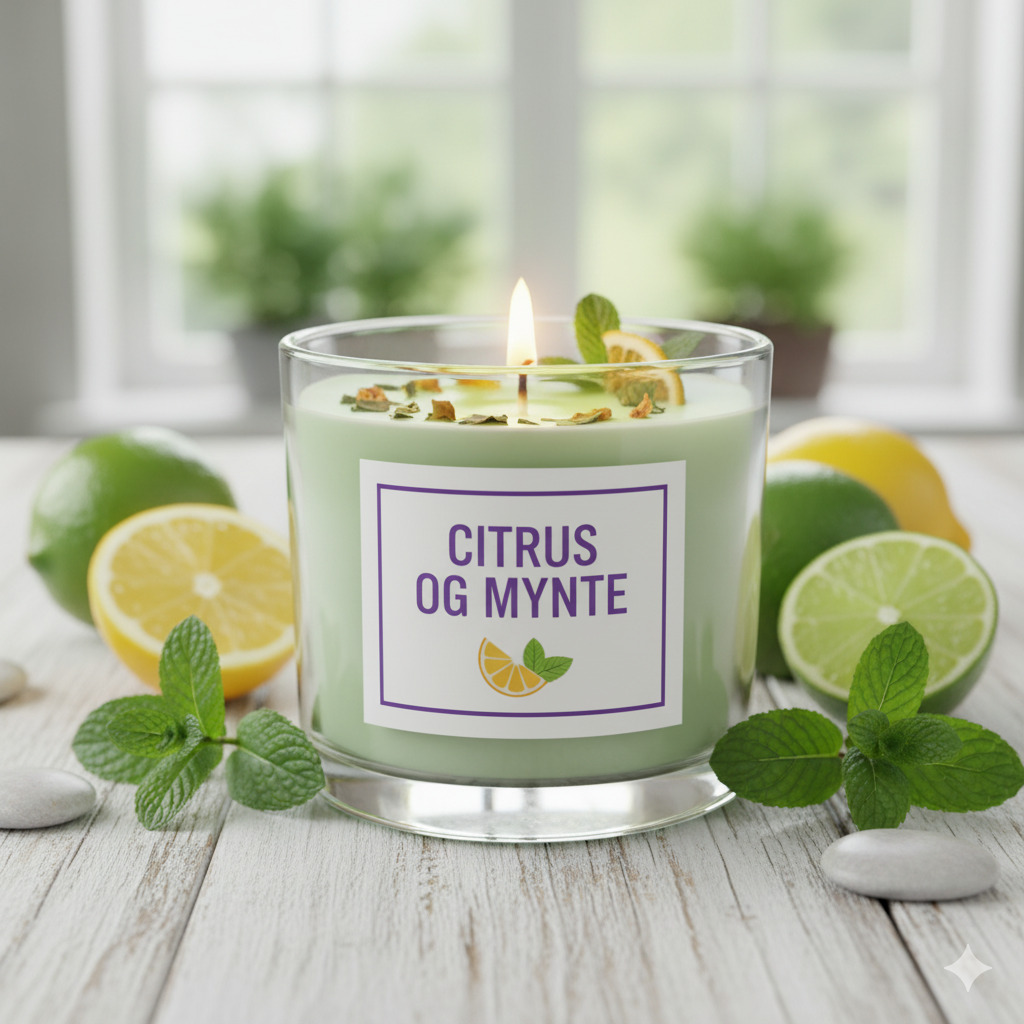 Citrus og Mynte Stearinlys